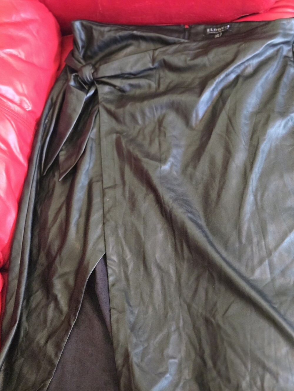 Eloquii Black Faux-Leather Wrap Jacket